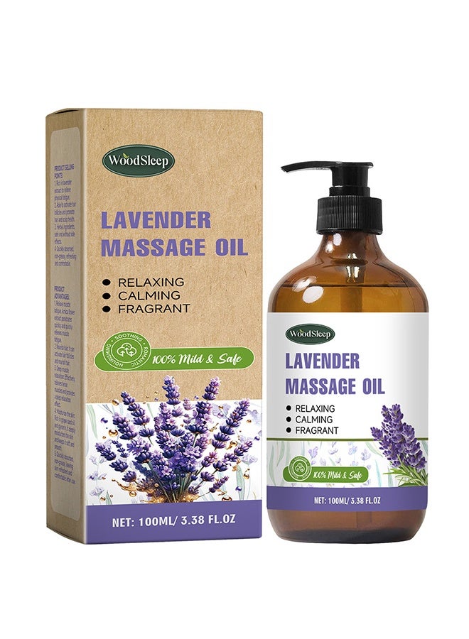 WoodSleep Lavender Essential Oil Massage Oil 100ml, Used for Massage Therapy, Relieves Muscle Pain, Scraping and Relaxing, Natural Lavender, Suitable for Skin and Hair - Image 1